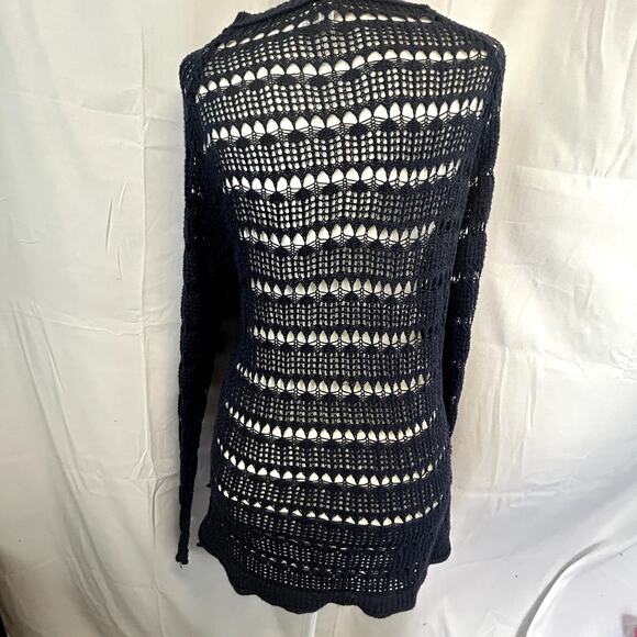 Aeropostale Size Large open weave sweater top pull over long sleeve Blue navy - Picture 5 of 9